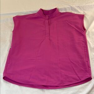Figs Pink Boxy Sleeveless Scrub top